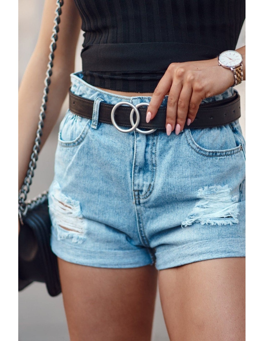 Denim shorts with holes 3719 - Online store - Boutique